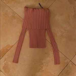 A pink longsleeve crop top